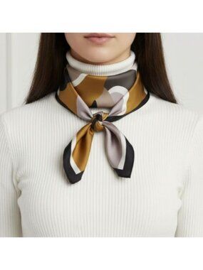❤️Elegant Bandana Square Scarf Silky Satin Abstract Geometric Hair Scarfs New❤️